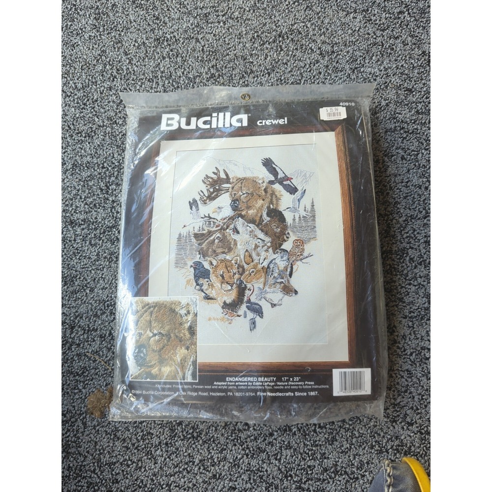 Vintage Bucilla Needlepoint Stitch Kit 'Endangered‎ Beauty' 17" X 23"